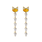 House of Harlow Tigerlily Drop Earrings in 18k gold with citrine and white diamond accents, front view