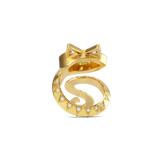 House of Harlow Tigerlily Pinky Ring in 18k gold with a marquise citrine and white diamond accents, back view