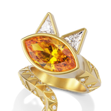 House of Harlow Tigerlily Pinky Ring, close-up detail of the marquise citrine and pavé diamond band