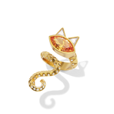 House of Harlow Tigerlily Pinky Ring in 18k gold with a marquise citrine and white diamond accents, three-quarter view