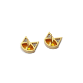 House of Harlow Tigerlily Stud Earrings in 18k gold with citrine and white diamond accents, back view