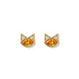 House of Harlow Tigerlily Stud Earrings in 18k gold with citrine and white diamond accents, front view