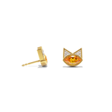 House of Harlow Tigerlily Stud Earrings in 18k gold with citrine and white diamond accents, side view