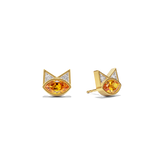 House of Harlow Tigerlily Stud Earrings in 18k gold with citrine and white diamond accents, three-quarter view