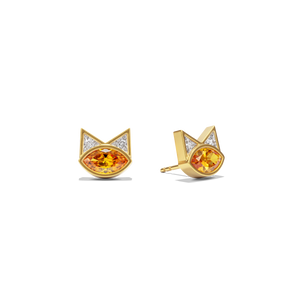 House of Harlow Tigerlily Stud Earrings in 18k gold with citrine and white diamond accents, three-quarter view #stone_Citrine